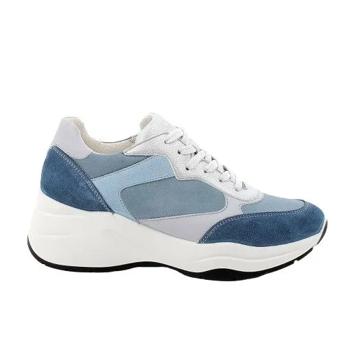 SNEAKERS IGI&CO DONNA SCAMOSCIATO/SINTETICO LAMINATA JEANS AZZURRO CON ZEPPA 5664800