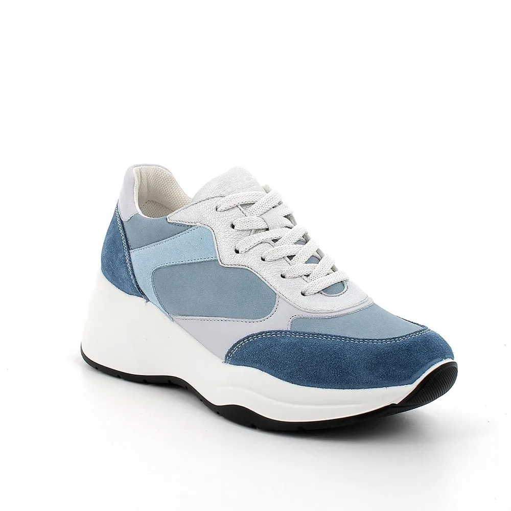 SNEAKERS IGI&CO DONNA SCAMOSCIATO/SINTETICO LAMINATA JEANS AZZURRO CON ZEPPA 5664800