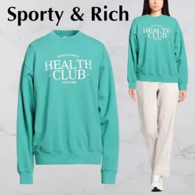 Sporty & Rich  |Crew Neck Street Style Long Sleeves Plain Cotton Logo