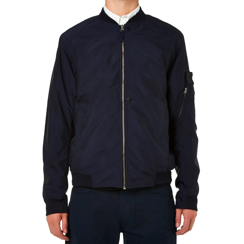 Stone Island Shadow Project Garment Dyed Diagonal Weave MA-1 Bomber JacketNavy