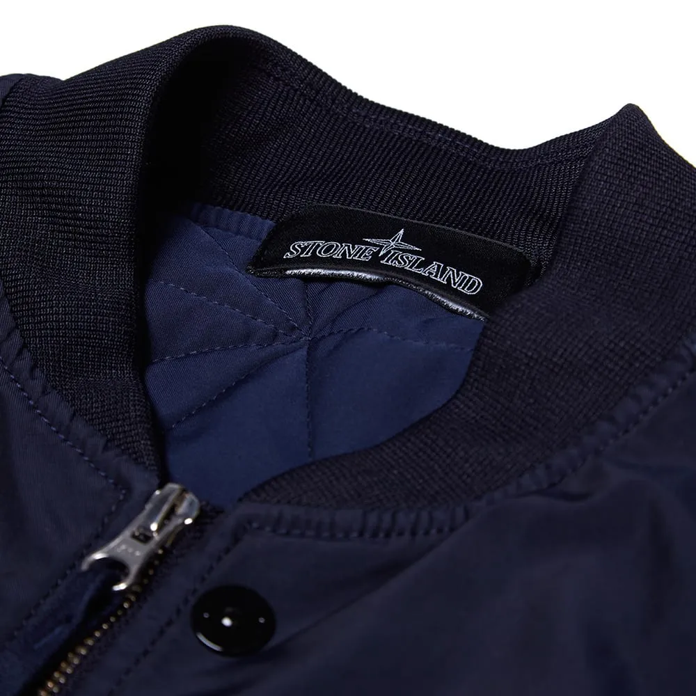 Stone Island Shadow Project Garment Dyed Diagonal Weave MA-1 Bomber JacketNavy