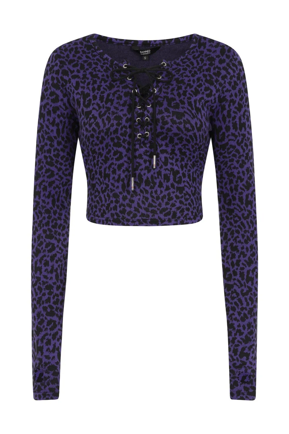 Tabitha Crop Purple Cheetah Tie Top