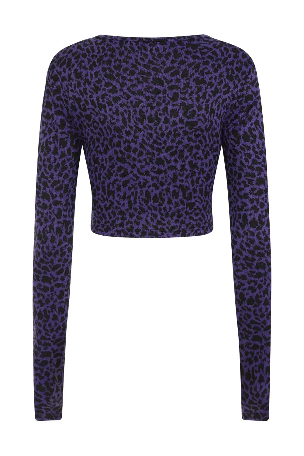 Tabitha Crop Purple Cheetah Tie Top