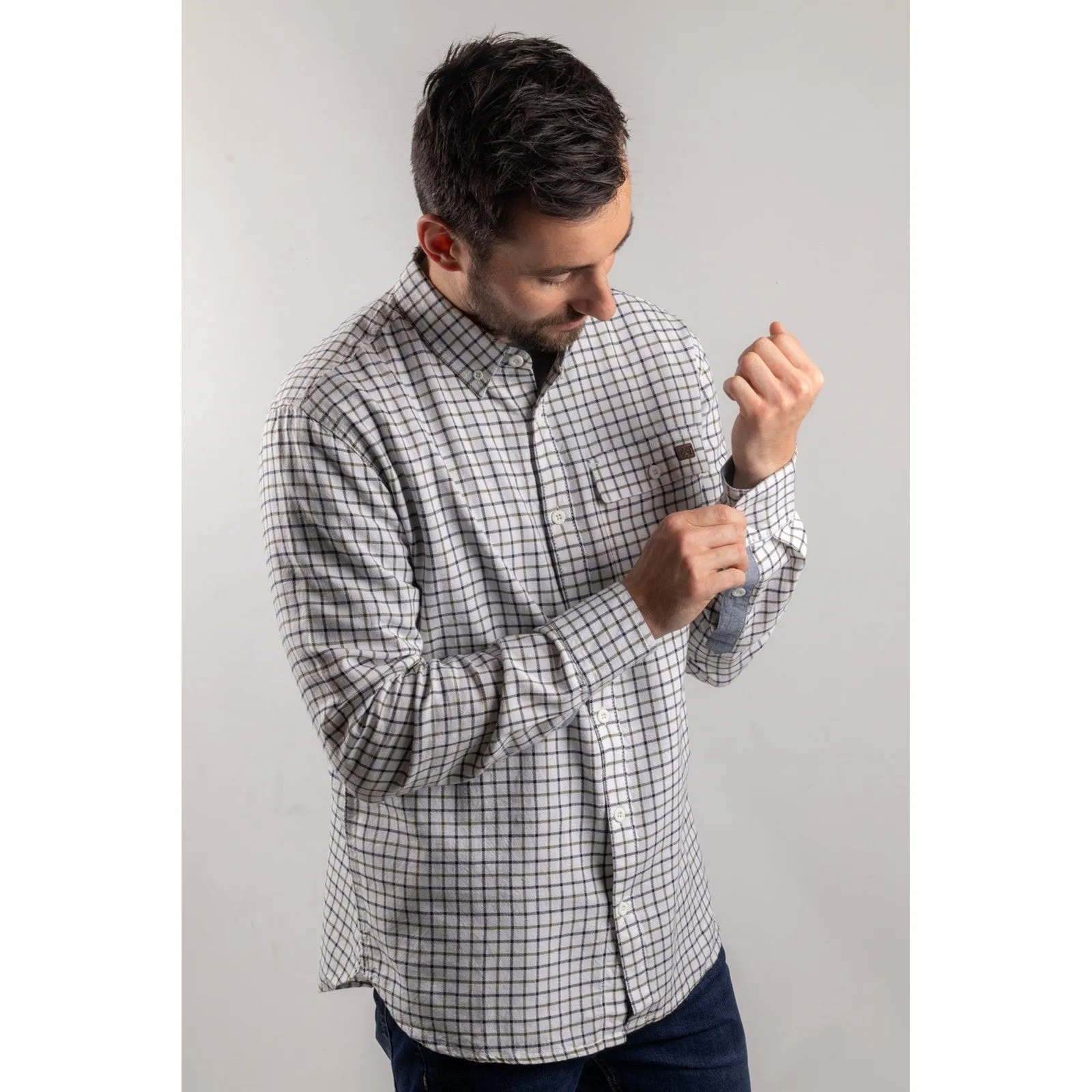 Tattersall Button Down Shirt  Chive