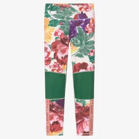 Teen Girls Green Floral Leggings