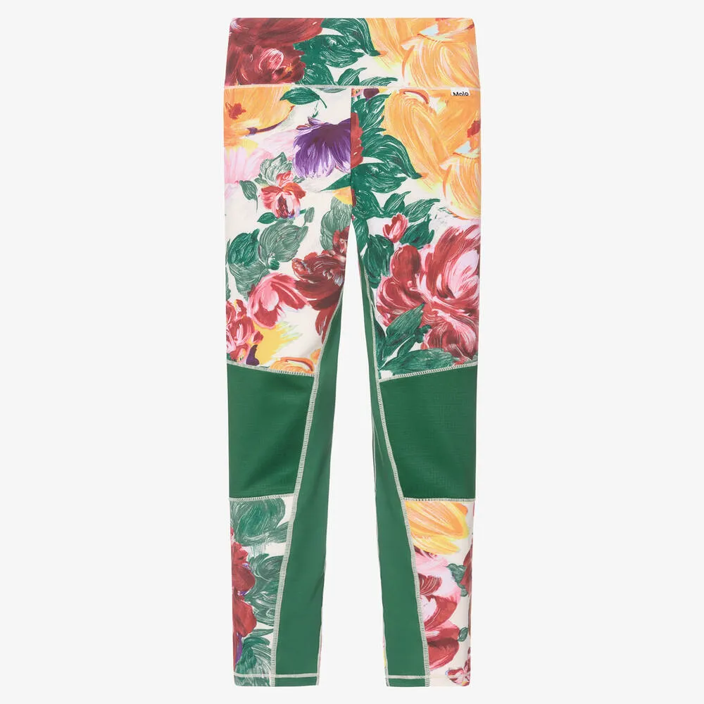 Teen Girls Green Floral Leggings