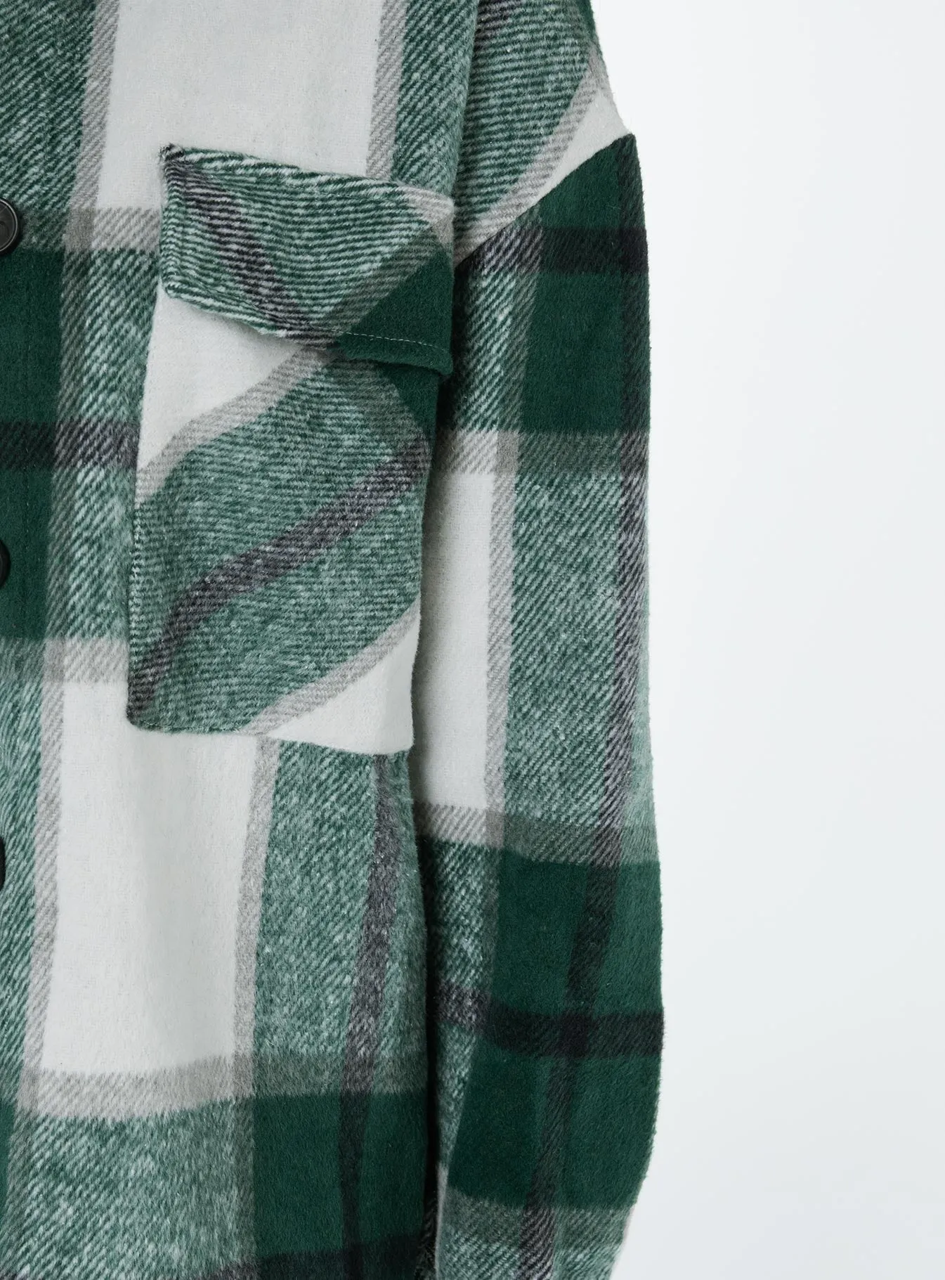 Tenelle Oversized Plaid Shacket Green / White