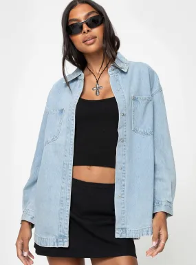 Tenysi Oversized Denim Shacket Light Wash