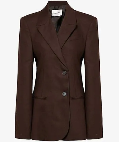 THE FRANKIE SHOP Womens Brown Morrison double-breasted regular-fit stretch-wool blazer