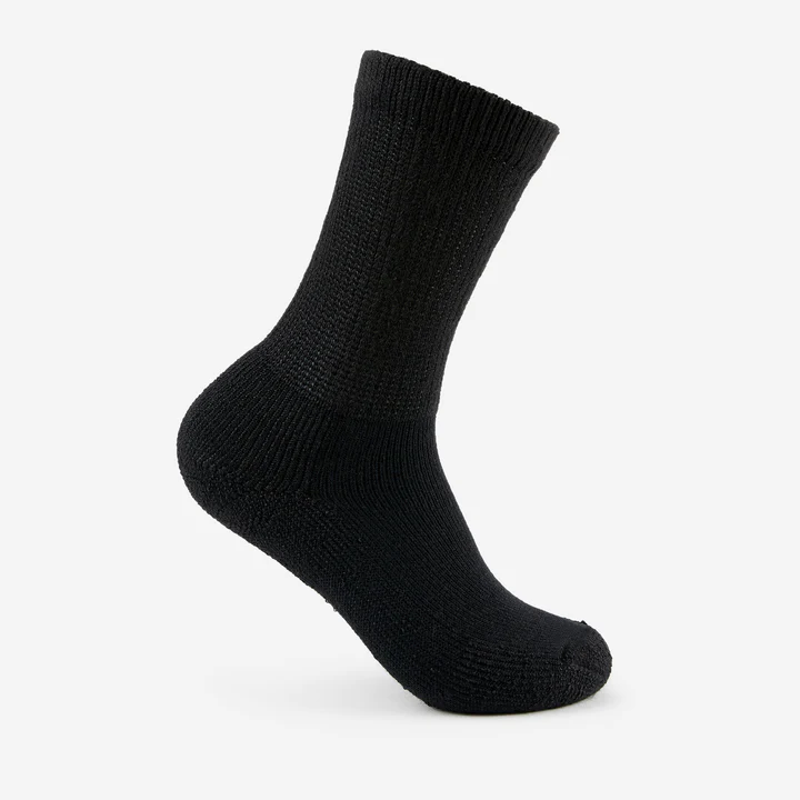 Thorlos mens Diabetic Moderate Cushion Crew Socks- Large Black