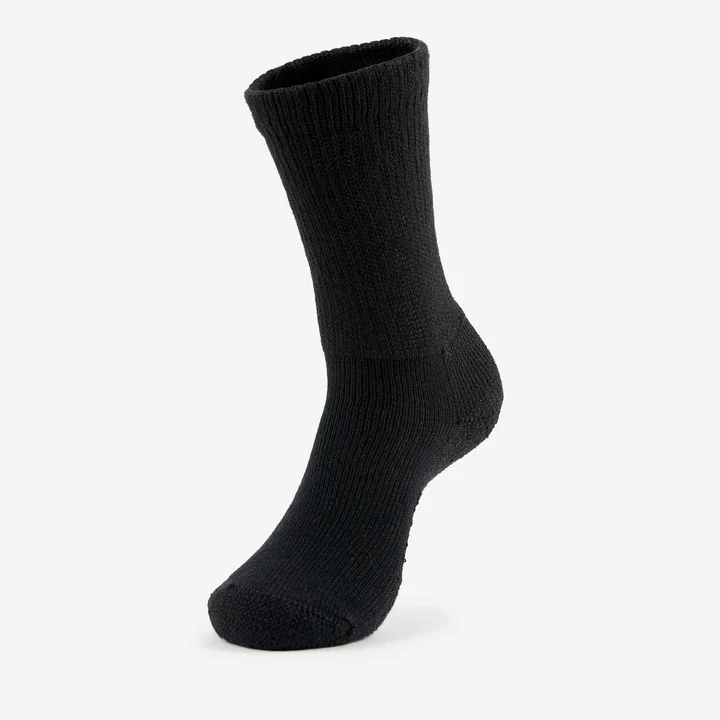 Thorlos mens Diabetic Moderate Cushion Crew Socks- Large Black