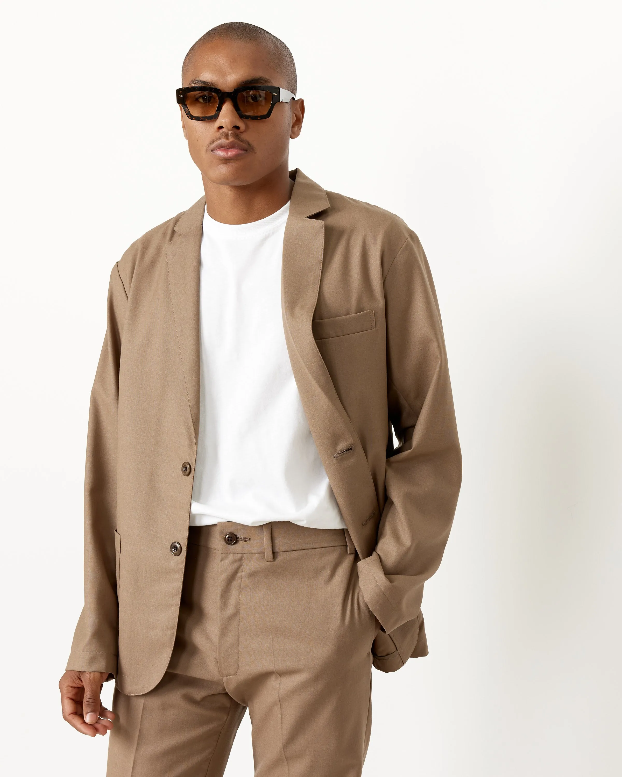 Tropical Wool Blazer in Khaki