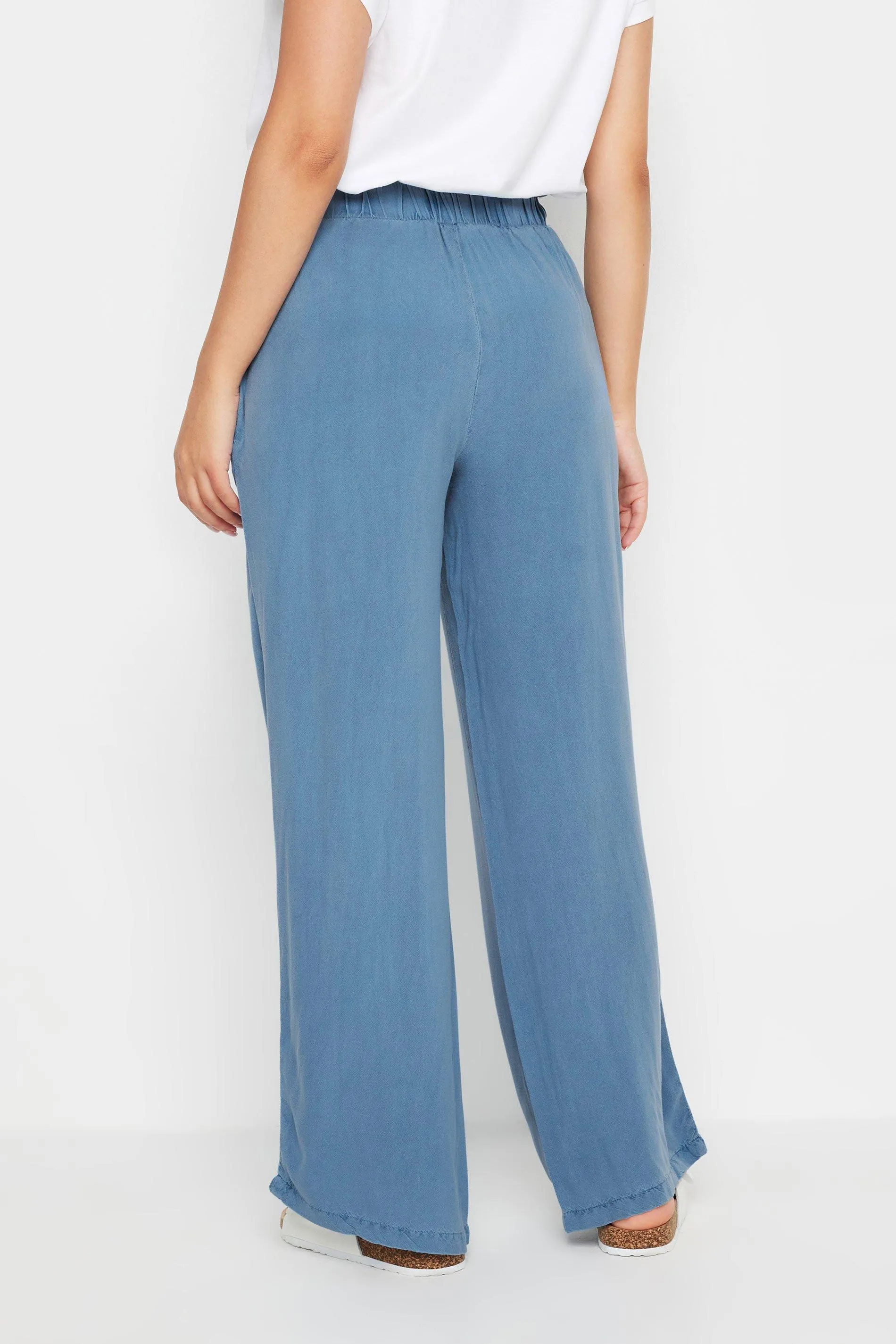 Trousers | Petite Acid Wash Wide Leg Trousers | PixieGirl