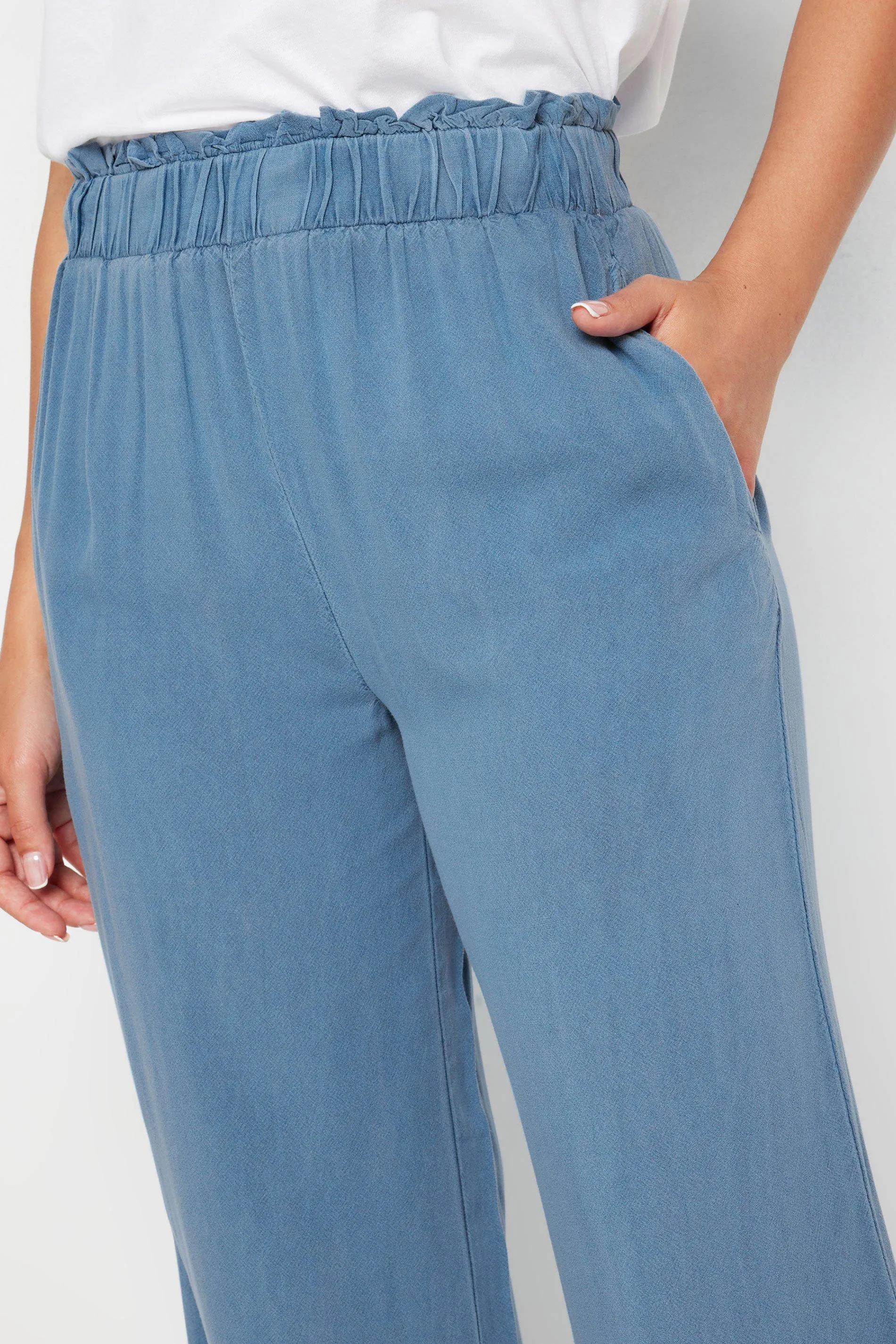 Trousers | Petite Acid Wash Wide Leg Trousers | PixieGirl