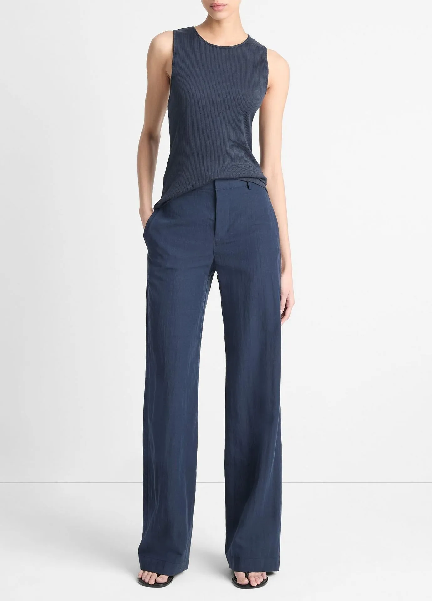 Vince Mid Rise Textured Wide Leg Trouser (More Colors)