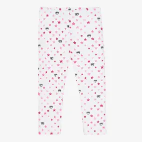 White & Pink Girls Leggings