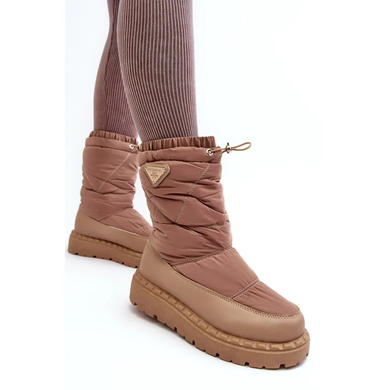 Women's Snow Boots With a Thick Sole, Dark Beige Lureta