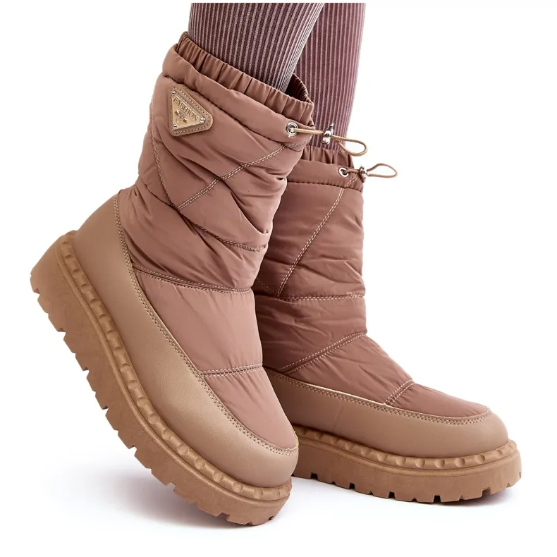 Women's Snow Boots With a Thick Sole, Dark Beige Lureta