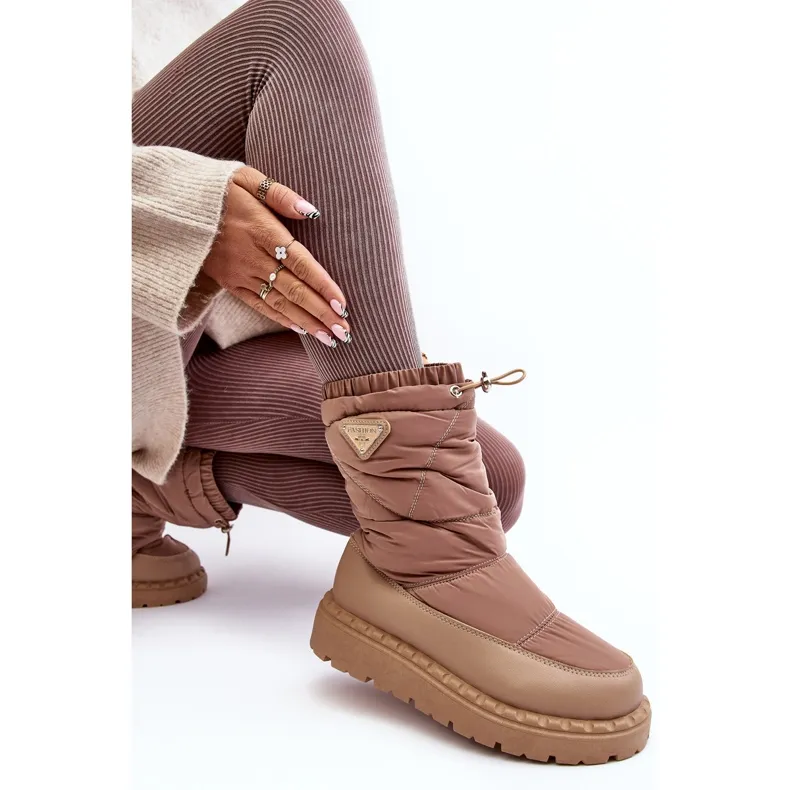 Women's Snow Boots With a Thick Sole, Dark Beige Lureta