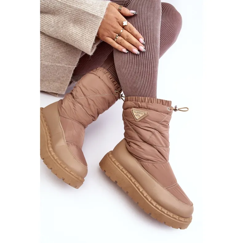 Women's Snow Boots With a Thick Sole, Dark Beige Lureta