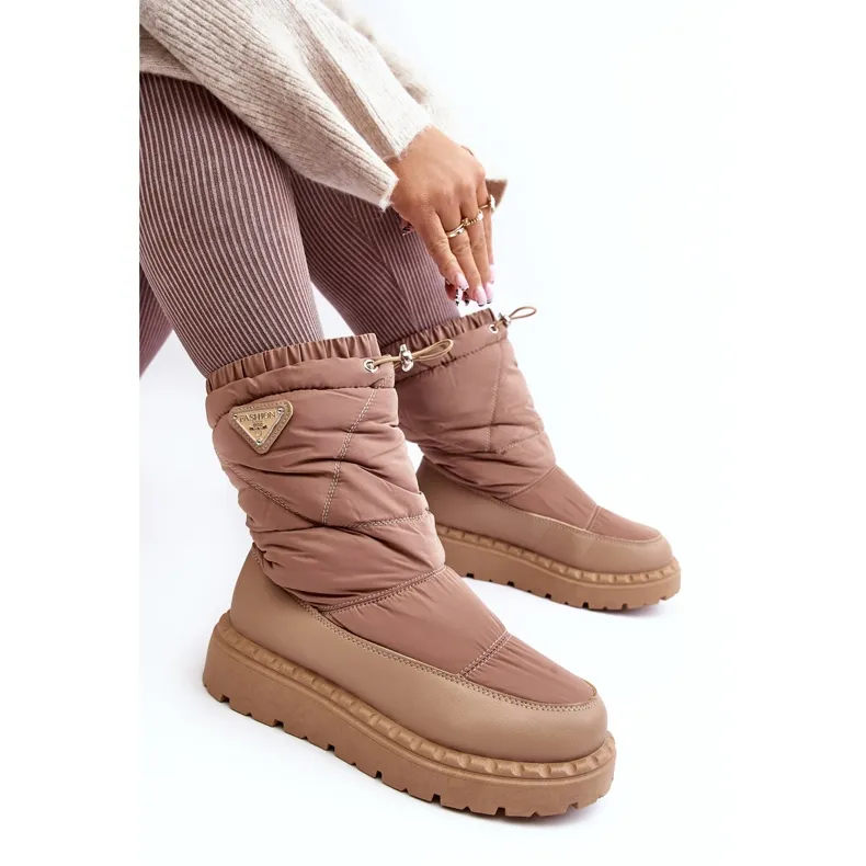 Women's Snow Boots With a Thick Sole, Dark Beige Lureta