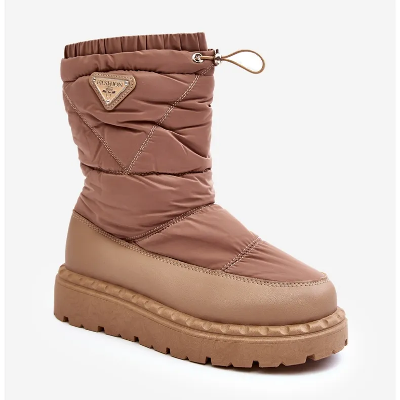 Women's Snow Boots With a Thick Sole, Dark Beige Lureta