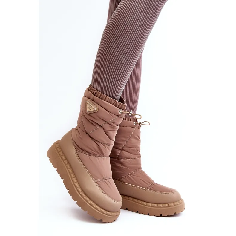 Women's Snow Boots With a Thick Sole, Dark Beige Lureta