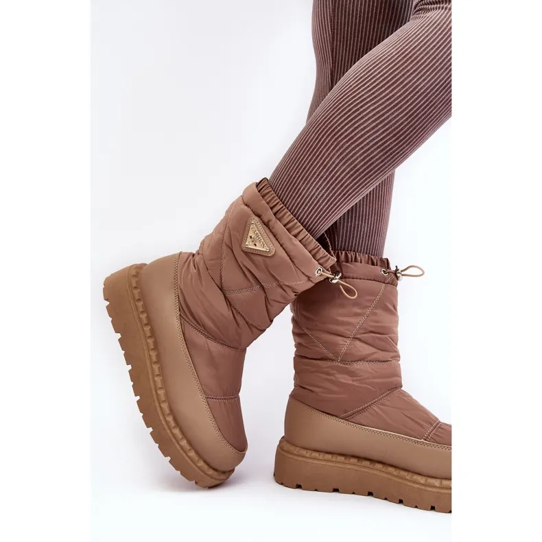 Women's Snow Boots With a Thick Sole, Dark Beige Lureta