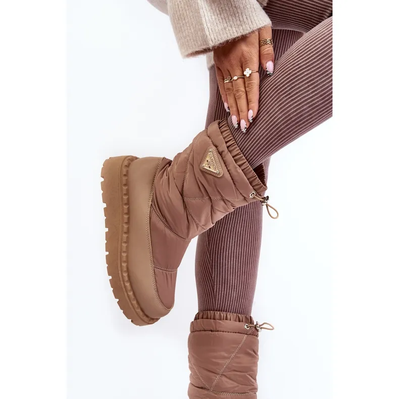 Women's Snow Boots With a Thick Sole, Dark Beige Lureta