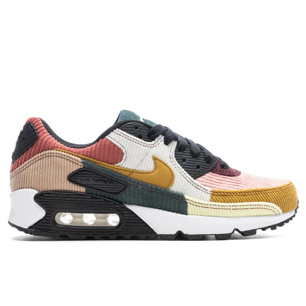 Women's Air Max 90 'Multi-Corduroy' - Black/Bronzine/Red Stardust