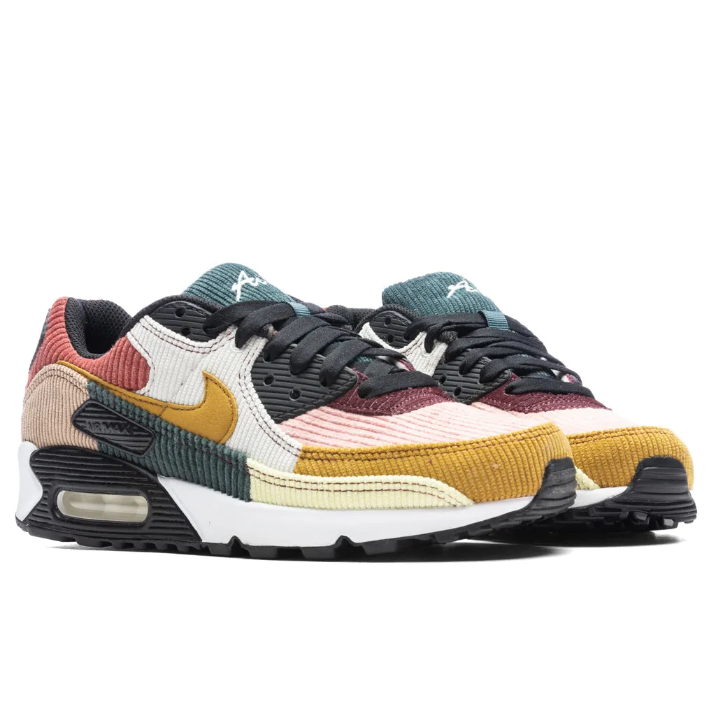 Women's Air Max 90 'Multi-Corduroy' - Black/Bronzine/Red Stardust