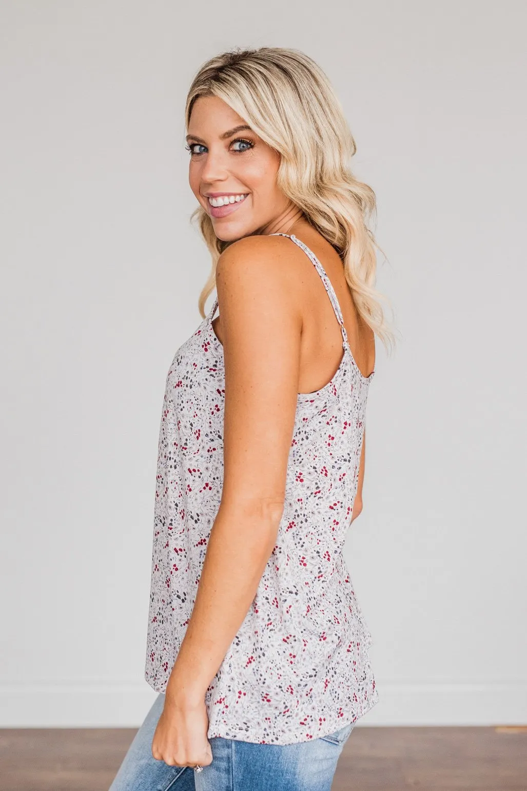 Wondering About You Floral Tank Top- Ivory