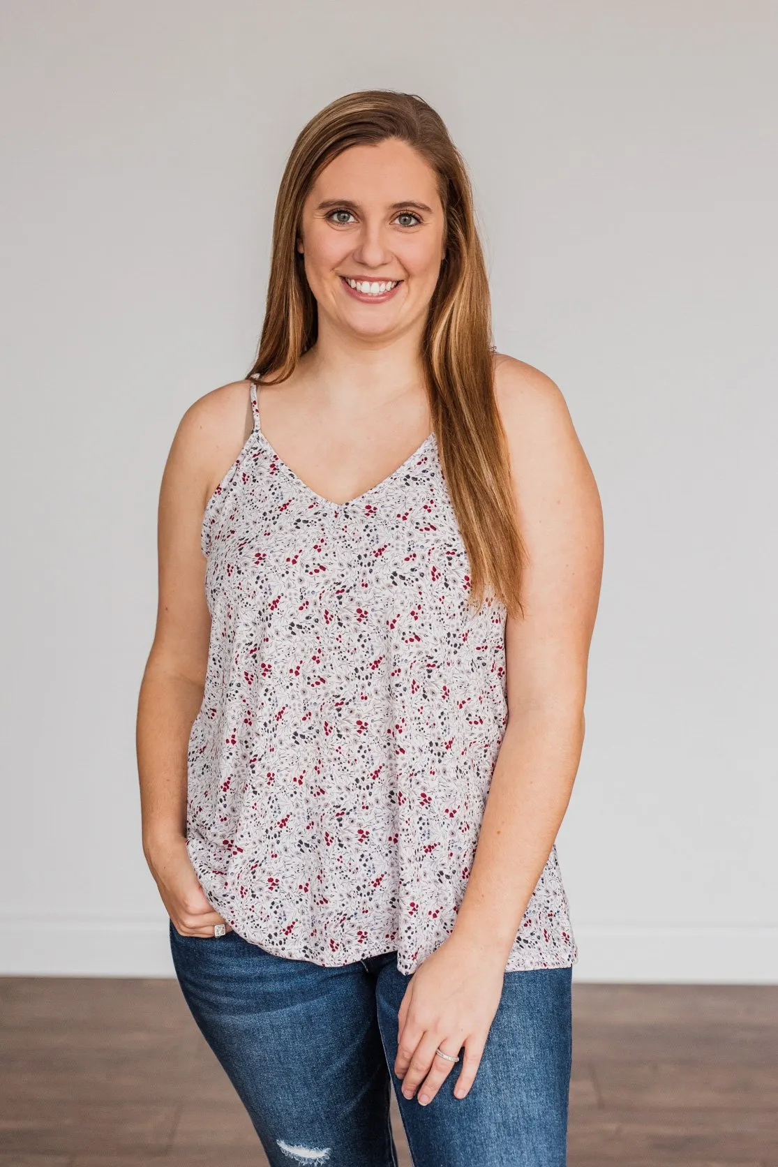 Wondering About You Floral Tank Top- Ivory