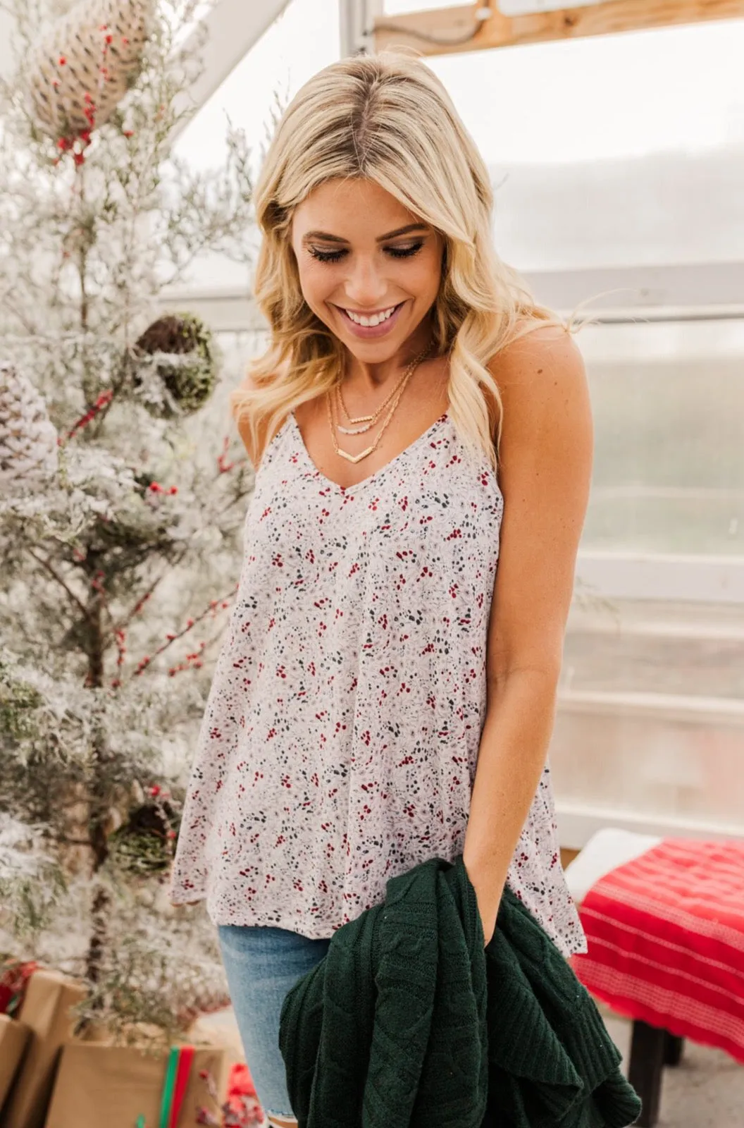 Wondering About You Floral Tank Top- Ivory