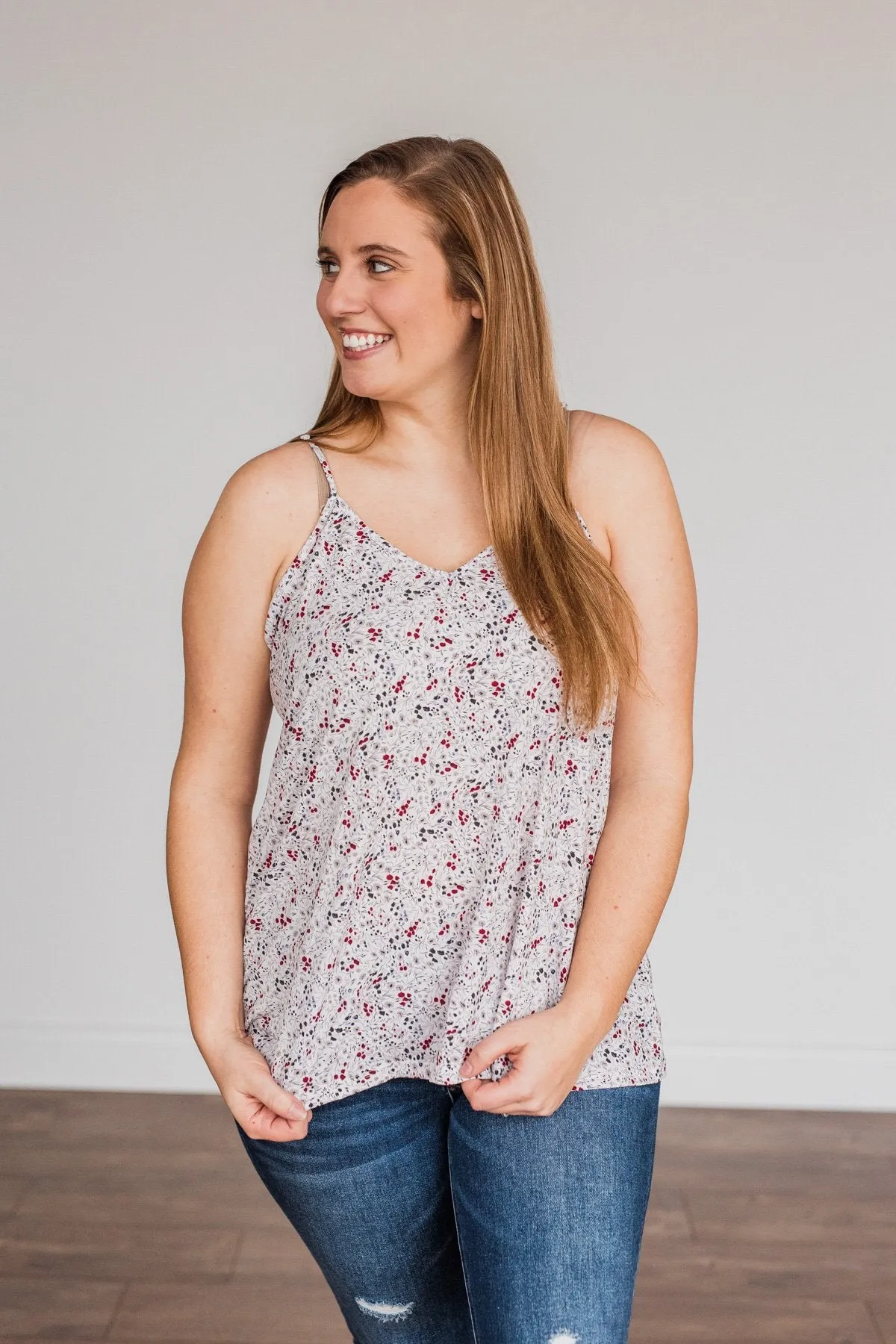 Wondering About You Floral Tank Top- Ivory