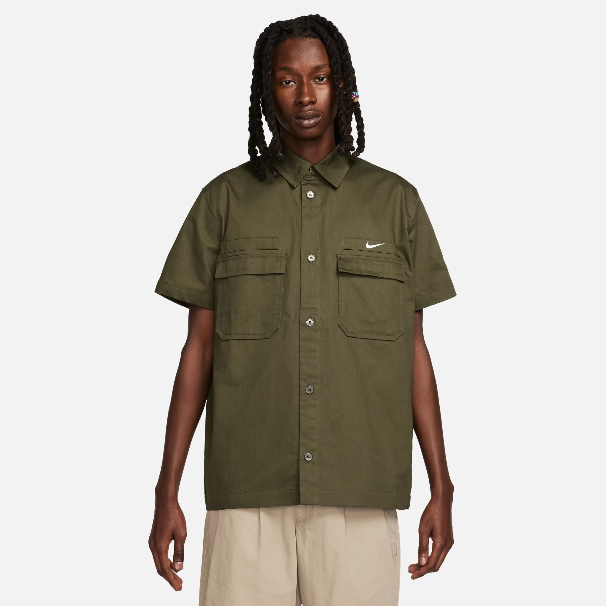 Woven Military Button-Down Shirt